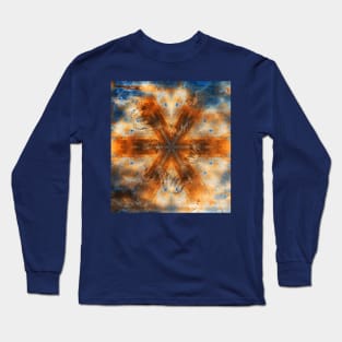 Surreal butterflies on corrugated iron mandala Long Sleeve T-Shirt